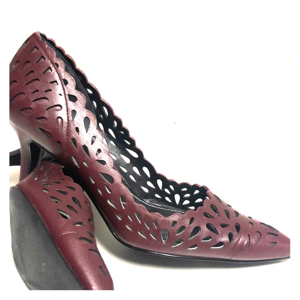 Charles Davis burgundy leather heels